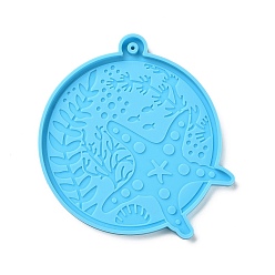 Étoiles de mer Moules en silicone pendentif thème océan diy, moules de résine, pour la résine UV, fabrication de bijoux en résine époxy, motif étoile de mer, 94x88x6mm, Trou: 1.8mm