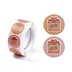 Others 2 Colors Paper Gift Sticker Rolls, Round Dot Decals for Gift Bag Sealing, Gift Box Pattern, Gift Box Pattern, 25mm, 500pcs/roll