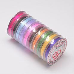 Colorido Cuerda de cristal elástica plana, hilo de cuentas elástico, para hacer la pulsera elástica, colorido, 0.8 mm, aproximadamente 10.93 yardas (10 m) / rollo