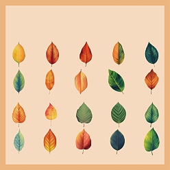 Chocolate 40Pcs 20 Styles Autumn PET Waterproof Self Adhesive Leaf Stickers, for Scrapbooking, Travel Diary Craft, Chocolate, 20x50mm, 2pcs/style
