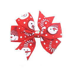 Красный Рождественские grosgrain аллигаторные зажимы для волос, С железными аллигаторами, бантом, красные, 80x55 мм