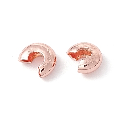 Rose Gold Brass Crimp Beads Covers, Cadmium Free & Lead Free, Rose Gold, 4x3.5x2mm, Hole: 2mm