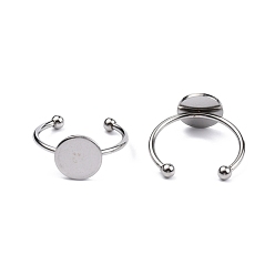 Stainless Steel Color Stainless Steel Open Cuff Finger Ring Finding, Pad Ring Settings, Stainless Steel Color, Tray: 10mm, US Size 7 3/4(17.9mm), 1.5~3mm