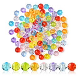 Mixed Color Transparent Acrylic Beads, Round, Mixed Color, 8x7mm, Hole: 2mm, about 100pcs/27g