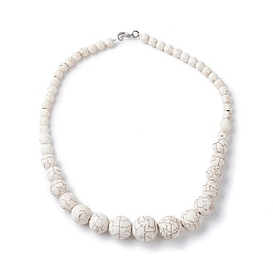 White Dyed Synthetic Turquoise Graduated Beaded Necklaces, with Iron Clasps, White, 20.28 inch(51.5cm)