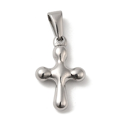 Stainless Steel Color 304 Stainless Steel Pendants, Cross Charm, Stainless Steel Color, 22x13.5x4mm, Hole: 6.7x3.2mm