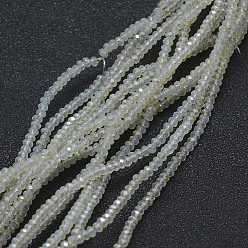 Blanc Fumé Perles en verre electroplate, jade d'imitation, perle plaquée lustre, facette, rondelle, fumée blanche, 2.5x1.5mm, Trou: 0.5mm, Environ 197~201 pcs/chapelet, 12.9 pouce (33 cm)