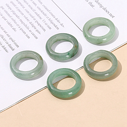 Aventurina Verde Anillos de dedo de banda lisa de aventurina verde natural, diámetro interior: 18~20 mm