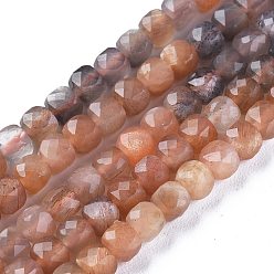 Sunstone Natural Sunstone Beads Strands, Faceted, Cube, 3.5~4x3.5~4x3.5~4mm, Hole: 0.7mm, about 106pcs/strand, 16.14 inch(41cm)
