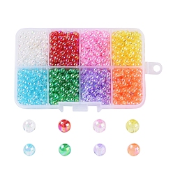 Mixed Color 8 Colors Eco-Friendly Transparent Acrylic Beads, AB Color, Round, Mixed Color, 4mm, Hole: 1.5mm, 8colors, about 182pcs/color, 1456pcs/box