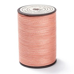 Salmón Claro Hilo redondo de hilo de poliéster encerado, cordón de micro macramé, cuerda retorcida, para coser cuero, salmón claro, 0.65 mm, aproximadamente 87.48 yardas (80 m) / rollo