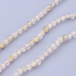 Limón Chiffon Oro naturales rutilated perlas de cuarzo hebras, facetados, rondo, gasa de limón, 2~2.5 mm, agujero: 0.5 mm, sobre 180~200 unidades / cadena, 14.5~16.1 pulgada (37~41 cm)