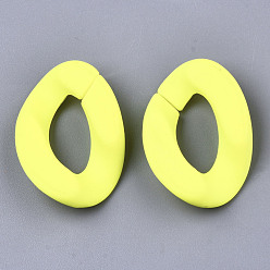 Yellow Opaque Spray Painted Acrylic Linking Rings, Fluorescence, Quick Link Connectors, for Curb Chains Making, Unwelded, Twist, Yellow, 29x20.5x6mm, Inner Diameter: 8x16mm