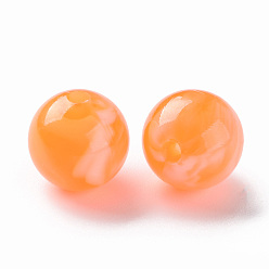 Dark Orange Acrylic Beads, Imitation Gemstone, Round, Dark Orange, 12mm, Hole: 2mm, about 560pcs/500g