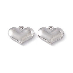 Stainless Steel Color 304 Stainless Steel Pendants, Heart Charms, Stainless Steel Color, 12x15x3mm, Hole: 1mm