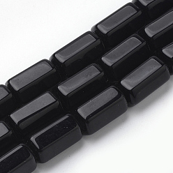 Black Stone Natural Black Stone Beads Strands, Hexagon, 18~19x11x10mm, Hole: 2mm, about 21pcs/strand, 15.35 inch