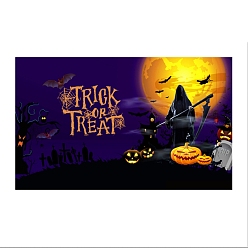 Coloré Tissu de fond de bannière halloween en polyester, décors de photographie d'halloween décorations de fête, rectangle avec motif de sorcière, colorées, 1794x1080x0.01mm, Trou: 10mm