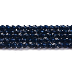 Prussian Blue Transparent Glass Beads Strands, Faceted Round, Prussian Blue, 2mm, Hole: 0.8mm, about 175pcs/strand, 14.06~14.17 inch(35.7~36cm)
