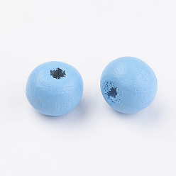 Deep Sky Blue Natural Wood Beads, Dyed, Round, Deep Sky Blue, 8x7mm, Hole: 2~3mm, about 2770pcs/500g