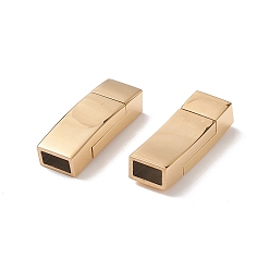 Golden 304 Stainless Steel Magnetic Clasps with Glue-in Ends, Ion Plating (IP), Rectangle, Golden, 24x8x6mm, Hole: 3X6mm