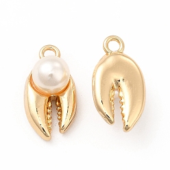 Golden ABS Plastic Imitation Pearl Pendants, with Alloy Findings, Tooth Charm, Golden, 18x9.5x8mm, Hole: 1.8mm