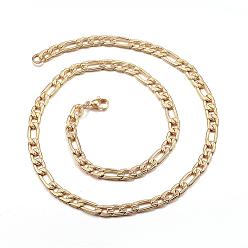 Golden 304 Stainless Steel Necklaces, Figaro Chains, with Lobster Clasp, Golden, 19.6 inch(50cm), 6mm