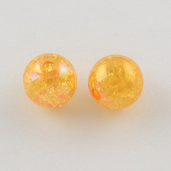 Goldenrod Transparent Crackle Acrylic Beads, AB Color, Round, Goldenrod, 8mm, Hole: 2.5mm, 1800pcs/500g