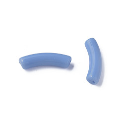 Bleu Ciel Perles acryliques opaques, tube incurvé, bleu ciel, 32x10x8mm, Trou: 1.8mm