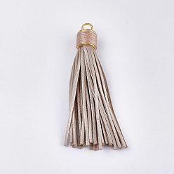 PapayaWhip PU Leather Tassel Big Pendants Decorations, with Alloy Findings, Golden, PapayaWhip, 103~107x17mm, Hole: 6mm