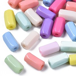 Mixed Color Opaque Acrylic Beads, Column, Mixed Color, 10x6x5mm, Hole: 1.6mm, about 1900pcs/500g