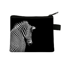 Zebra Realistic Animal Pattern Polyester Clutch Bags, Change Purse with Zipper, for Women, Rectangle, Zebra, 13.5x11cm