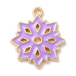 Snowflake Christmas Zinc Alloy Enamel Pendants, Light Gold, Snowflake, 21.5x18.5x2mm, Hole: 1.6mm