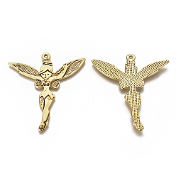 Antique Golden Tibetan Style Alloy Fairy Sprite Charms, Halloween, Characters Pendants in Fairy Tales, Lead Free and Cadmium Free, Idea For Jewelry Making, Antique Golden, 51x46x2mm, hole: 1.5mm