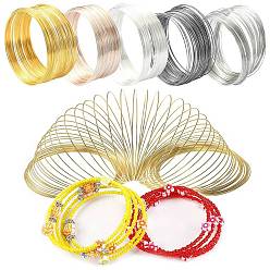 Mixed Color 300 Circles 5 Colors Steel Memory Wire, Round, for Collar Necklace Wrap Bracelets Making, Mixed Color, 22 Gauge, 0.6mm, 60mm inner diameter, 60 circles/color