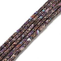 Púrpura Hilos de cuentas de jaspe imperial natural, teñido, columna, púrpura, 13.5~14x4 mm, agujero: 1.4 mm, sobre 29 unidades / cadena, 15.63'' (39.7 cm)