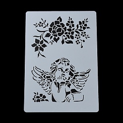Fleur Modèles de pochoirs de peinture de dessin creux en plastique, pour la peinture sur scrapbook tissu carreaux sol meubles bois, fleur, 291x210x0.3mm