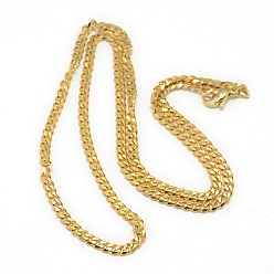 Oro 201 de acero inoxidable collares de cadena del encintado de los hombres de moda, con cierre de langosta, dorado, 21.65 pulgada (55 cm)