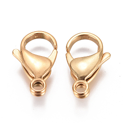 Golden Ion Plating(IP) 304 Stainless Steel Lobster Claw Clasps, Parrot Trigger Clasps, Golden, 19~19.5x11.5x5mm, Hole: 2.5mm