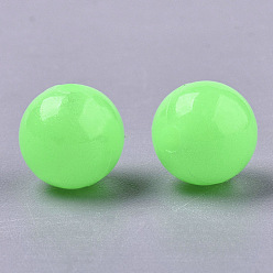 Lawn Green Luminous Acrylic Beads, Glow in the Dark, Round, Lawn Green, 6mm, Hole: 1.6mm, about 4600pcs/500g