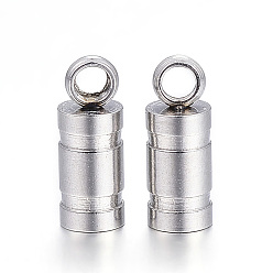 Stainless Steel Color 201 Stainless Steel Cord Ends, End Caps, Tube, Stainless Steel Color, 8x3mm, Hole: 1.2mm, Inner Diameter: 2mm