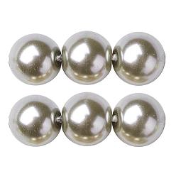 Gris Clair Brins de perles rondes en verre teinté écologique, Grade a, cordon en coton fileté, gainsboro, 14mm, Trou: 0.7~1.1mm, Environ 30 pcs/chapelet, 15 pouce
