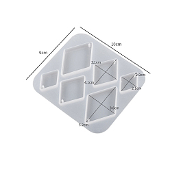 Rhombus Moules en silicone pour pendentif géométrie, moules de résine, pour la résine UV, fabrication de bijoux en résine époxy, blanc, motif losange, 90x100x6mm