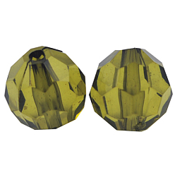 Olive Drab Transparent Acrylic Beads, Faceted Round, Olive Drab, about 12mm in diameter, hole: 2mm, about 568pcs/500g