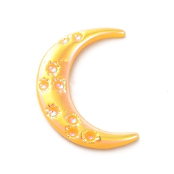 Gold Opaque Resin Cabochons, AB Color Plated, Moon, Gold, 33x25x4mm