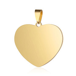 Golden 201 Stainless Steel Stamping Blank Tag Pendants, Manual Polishing, Heart, Golden, 38.5x35x2mm, Hole: 4x7mm