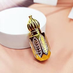 Oro Botella de bola de rodillo vacía de vidrio estilo árabe con patrón de hojas con tapa de aluminio, oro, 66x22 mm, capacidad: 6 ml (0.20 fl. oz)