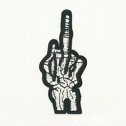 White Computerized Embroidery Cloth Iron on/Sew on Patches, Costume Accessories, Skull Hand, White, 8.8x4.2cm