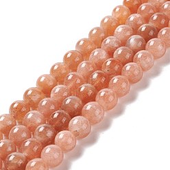 Sunstone Natural Sunstone Beads Strands, Round, 8~8.5mm, Hole: 1mm, about 24pcs/strand, 7.68''(19.5cm)
