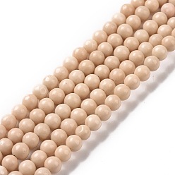 Pétrifié En Bois Bois pétrifié naturel perles rondes brins, 4mm, Trou: 0.5mm, Environ 97 pcs/chapelet, 15.2 pouce