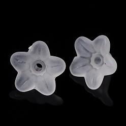 Clear Transparent Acrylic Beads, Flower, Frosted, Clear, 13x7mm, Hole: 1mm, about 1865pcs/500g